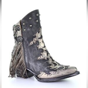 Corral Metallic Overlay Pointed Toe Cowboy Boots